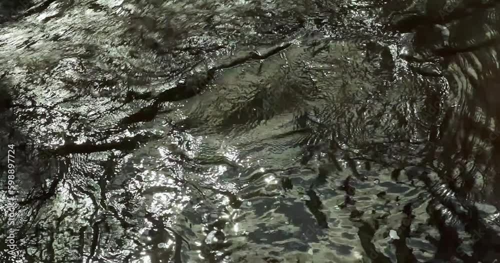 Abstract view from above of surface of flowing river water forming abstract waves background. Abstract view from above of surface of flowing river water forming abstract waves background.
