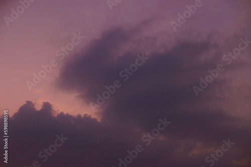 dark cloud and purple sky in the evening.