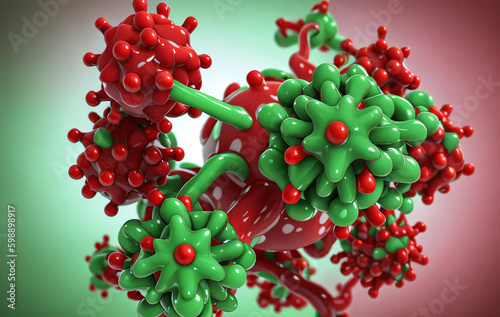 flu molecule closeup with generative AI technology