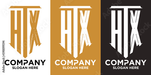 initial three letter shape logo vector H T X