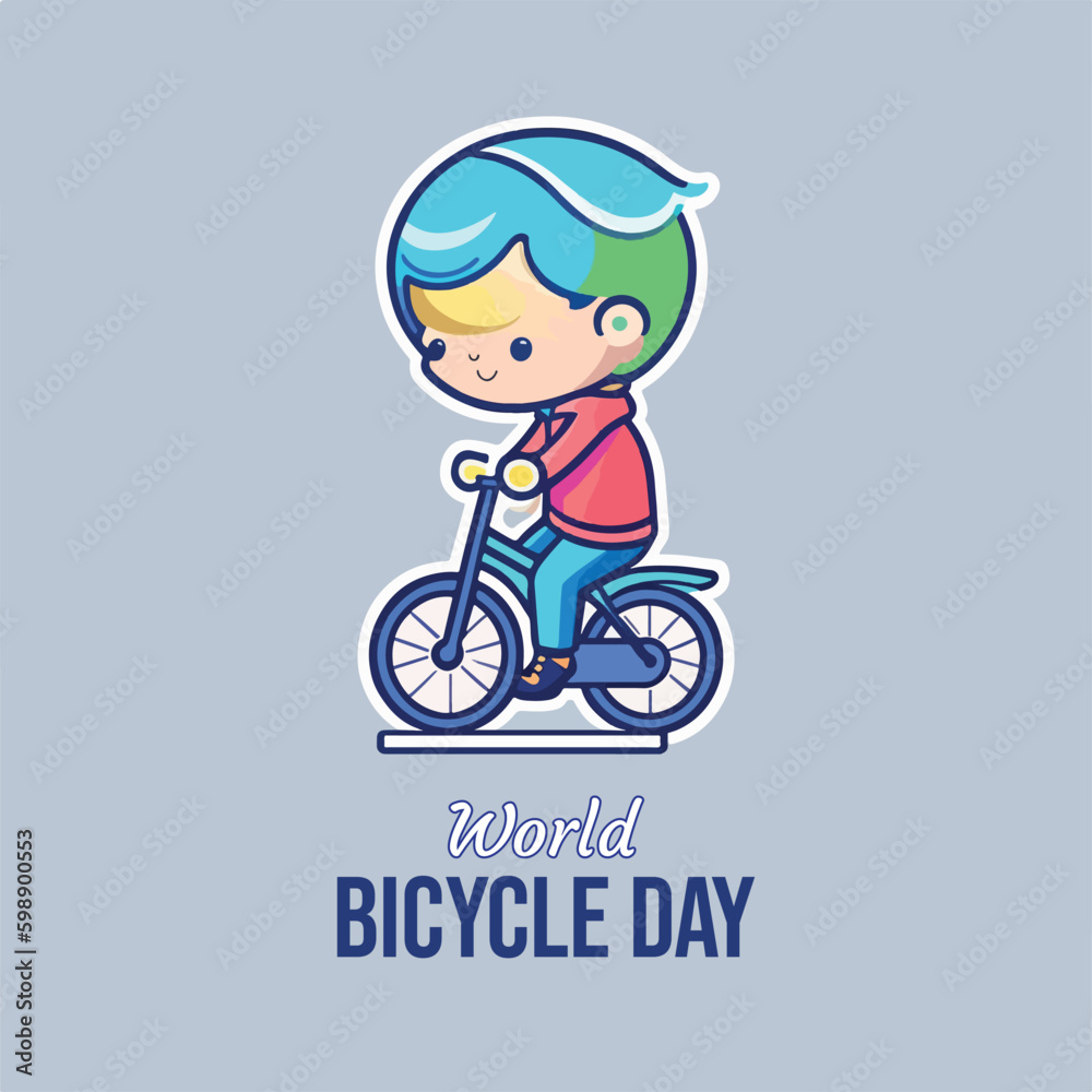 cute kids ridding bike vector world bicycle day