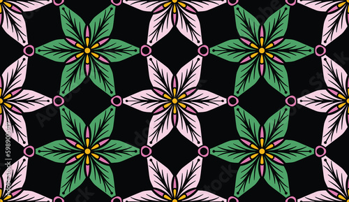Geometric ethnic pattern seamless flower color oriental.
seamless pattern.Design for fabric,curtain,black background, carpet, shawl,clothing,wrapping, Batik,fabric,handkerchief,Vector illustration.
