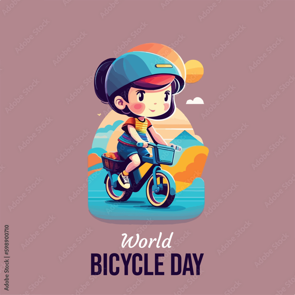 cute kids ridding bike vector world bicycle day cute kids ridding bike vector world bicycle day