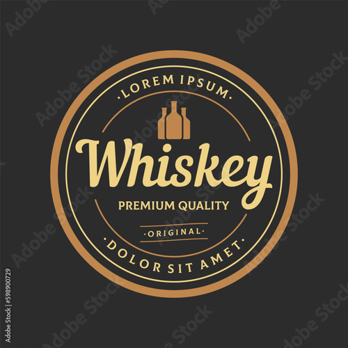Vintage premium whiskey logotype label with hand lettering. for drinks , rum, pub, company.