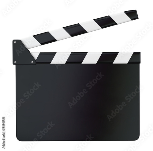 Film slate or Flying clapperboard, isolated on transparent background, Movie industry
