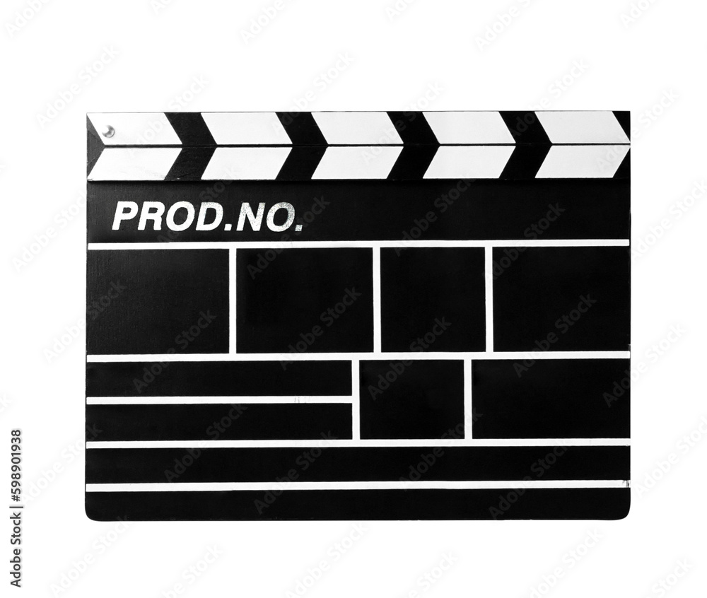 Fototapeta premium Clapperboard, isolated transparent background.