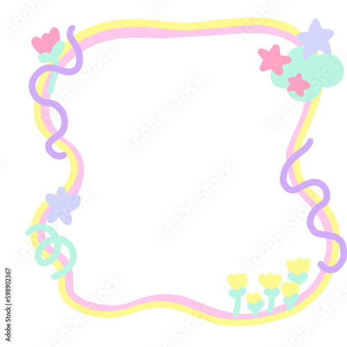 Cute hand drawn isolate frame for decoration journal planner and diary note design. Cute frame illustration.