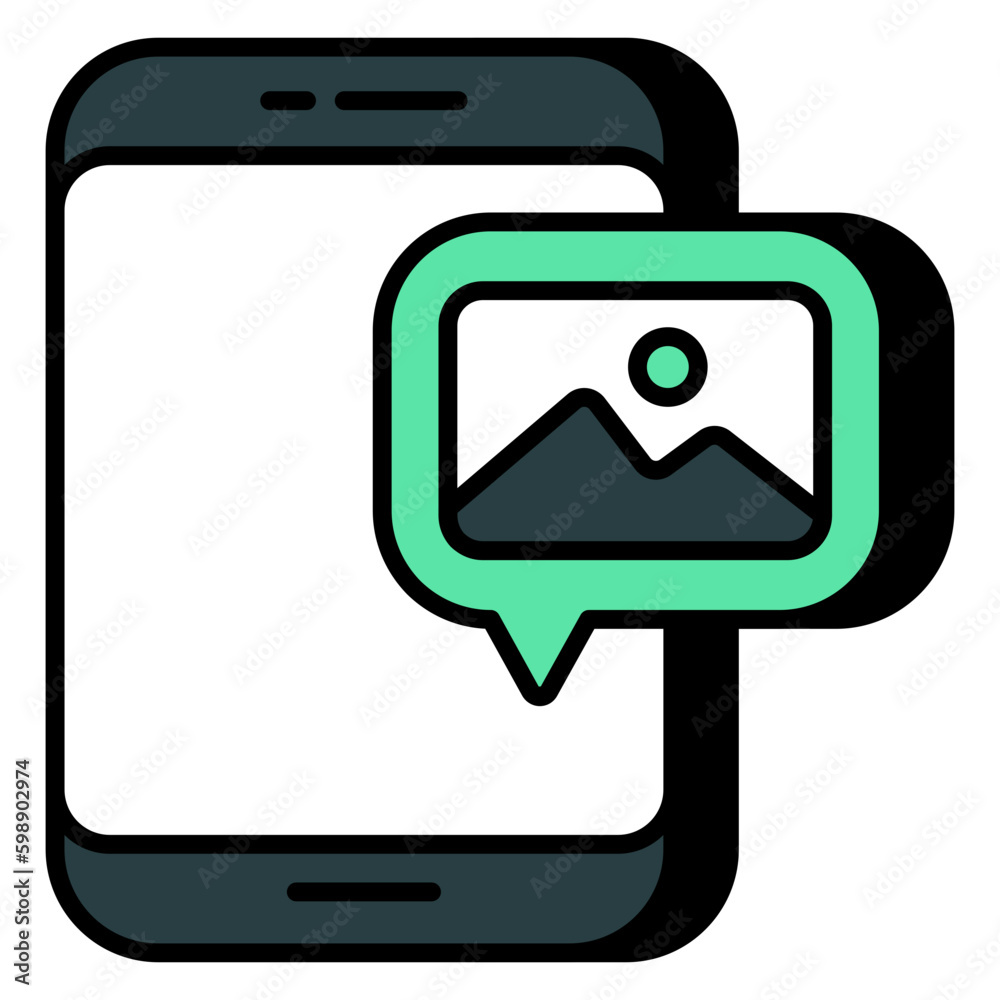 Conceptual flat design icon of mobile gallery Conceptual flat design icon of mobile gallery