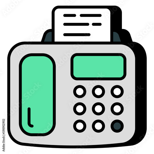 Conceptual flat design icon of fax machine