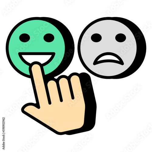 A flat design icon of customer response