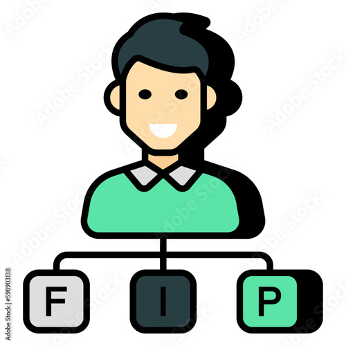 A flat design icon of personal network 