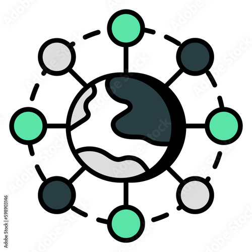 Premium download icon of global networking