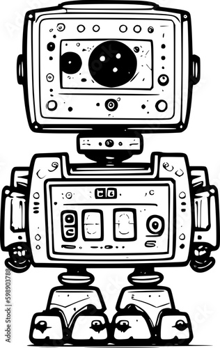 robot, toy, retro, cartoon, vintage, machine, vector, technology, isolated, old, robotic, fun, android, cute, illustration, white, science, metal, computer, tin, icon, funny, cyborg, future, fiction