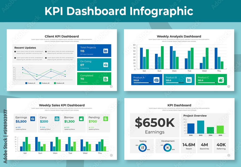 client-kpi-dashboard-presentation-infographic-stock-template-adobe-stock