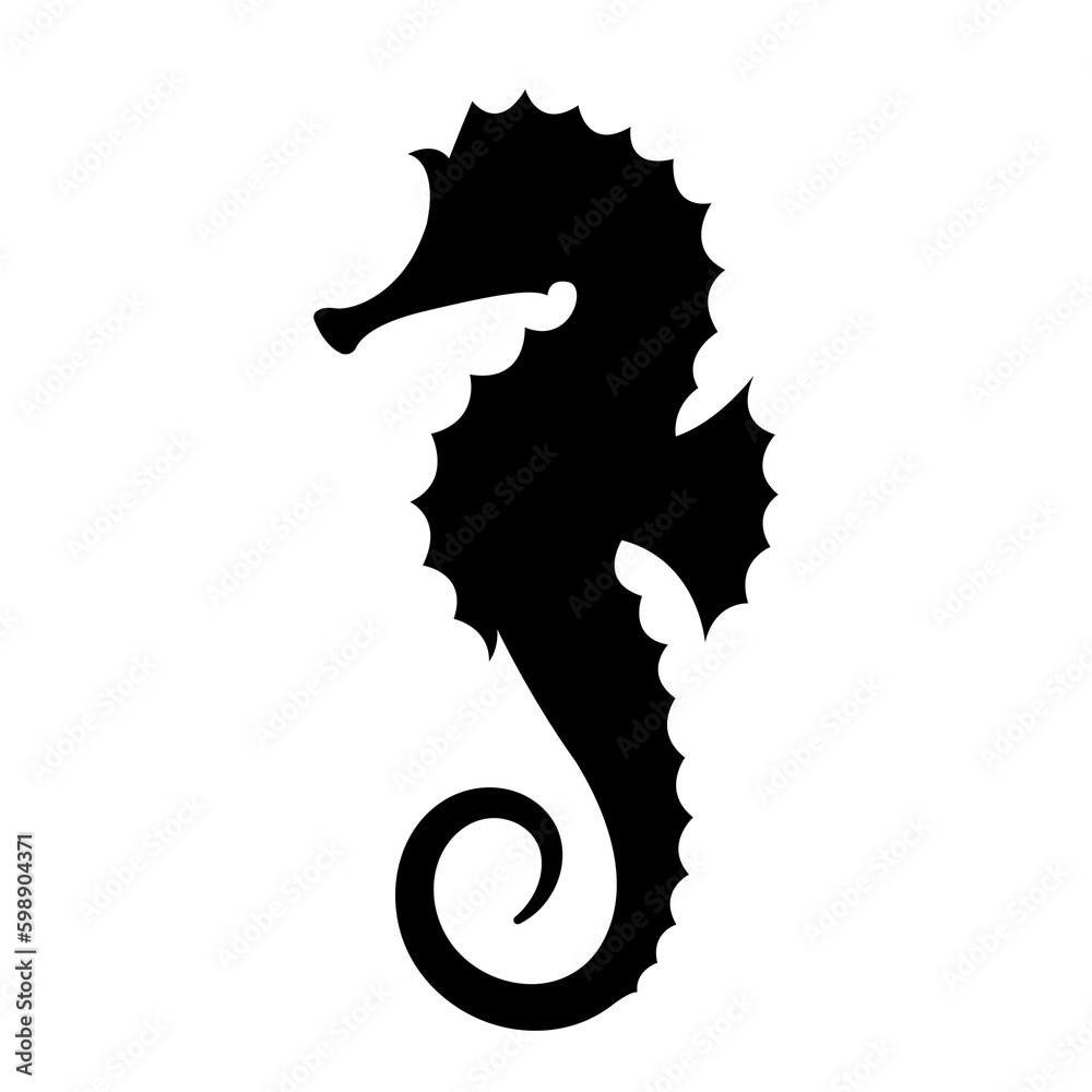 seahorse silhouette vector icon flat illustration logo clipart - obrazy, fototapety, plakaty 