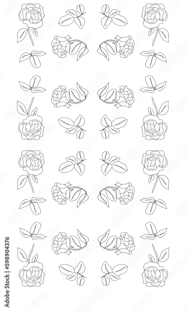 Pfingstrosen Muster mit Blüten und Blättern fürs Journal Pfingstrosen Muster mit Blüten und Blättern fürs Journal