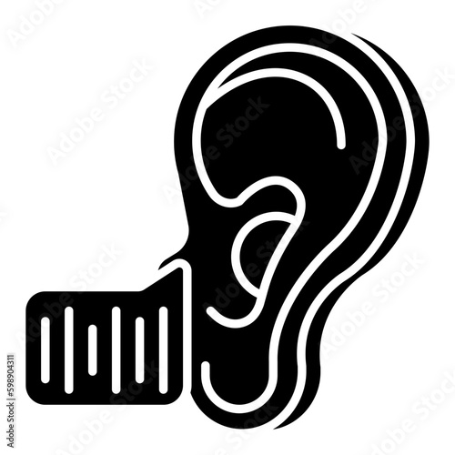 Human auditory organ icon, solid design of listening 