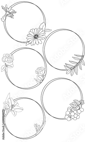 Kreise Elemente mit Pflanzen und Blüten fürs Journal