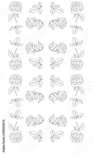 Pfingstrosen Muster mit Blüten und Blättern fürs Journal