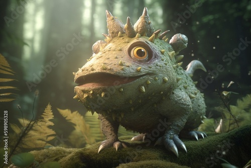 A whimsical illustration of a creature or character from a fairy tale in a enchanted forest  Generative AI