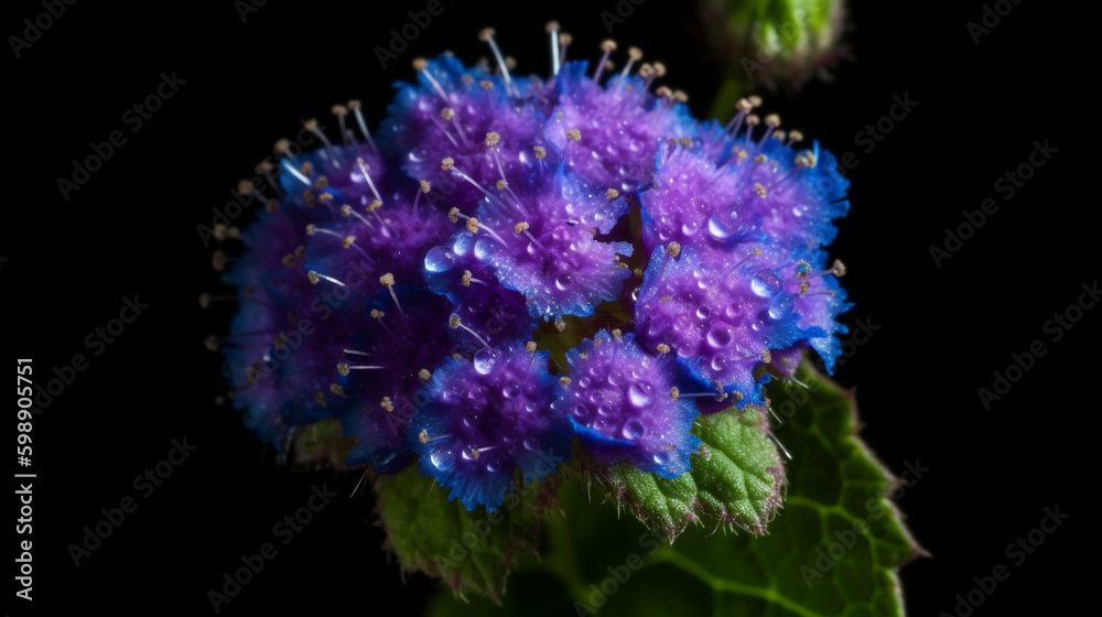 Ageratum conyzoides flower. Generative AI Ageratum conyzoides flower. Generative AI