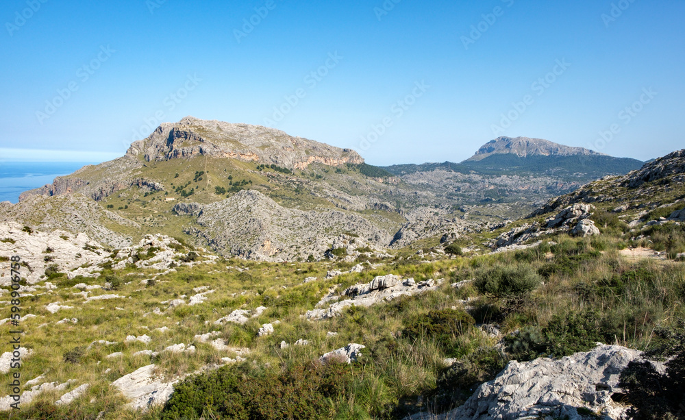 Blick auf die Serra de Tramuntana, Straße nach Sa Calobra, Mallorca Spanien
