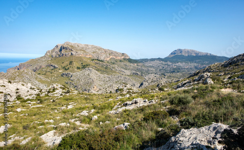 Blick auf die Serra de Tramuntana, Straße nach Sa Calobra, Mallorca Spanien