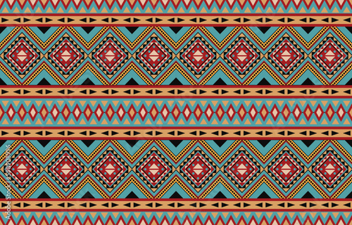 Ethnic abstract ikat art. Fabric Morocco, geometric ethnic pattern seamless color oriental. Background, Design for fabric, curtain, carpet, wallpaper, clothing, wrapping, Batik, vector illustration