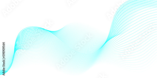 Abstract blue wave background. Vector illustration. Wave with lines and abstract vector blue wave melody lines on white background.