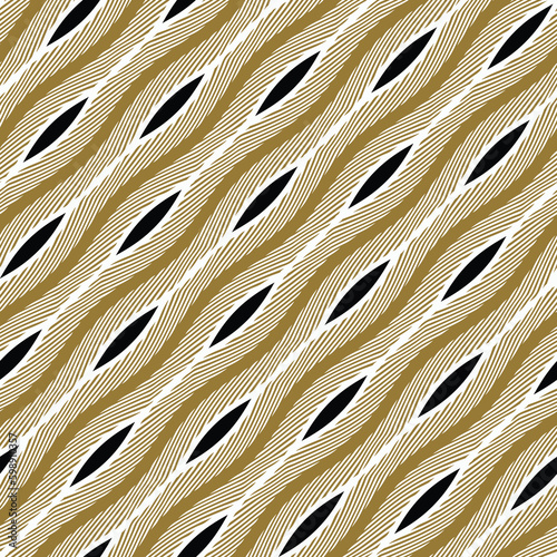 Black, Olive and White Variegated Textured Ornate Diagonal Striped Pattern