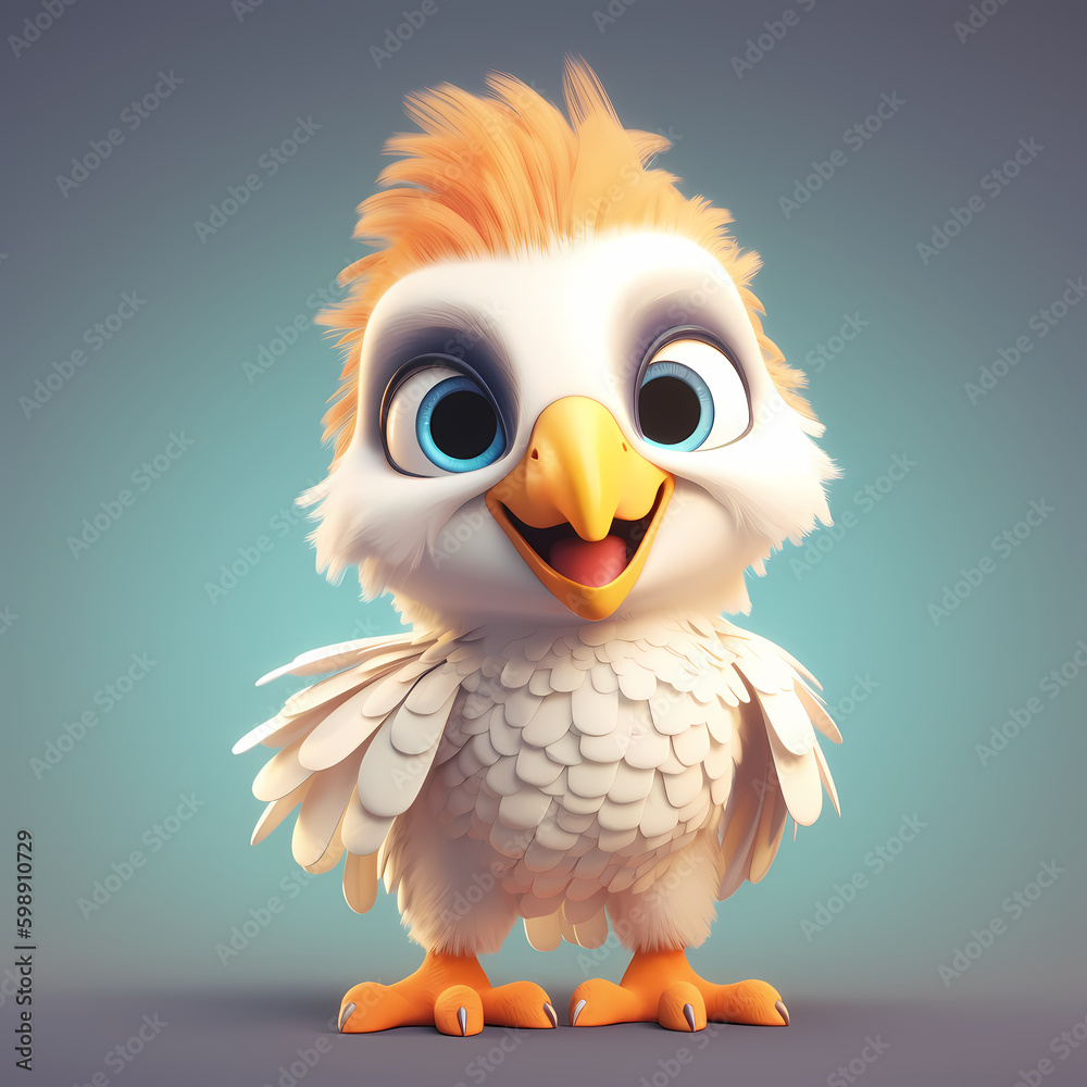 3D Adorable Eagle. Generative AI 3D Adorable Eagle. Generative AI