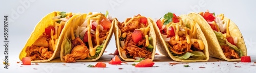 Tacos On A White Background. Generative AI photo