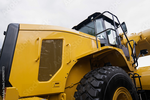 Close up of yellow bulldozer at work