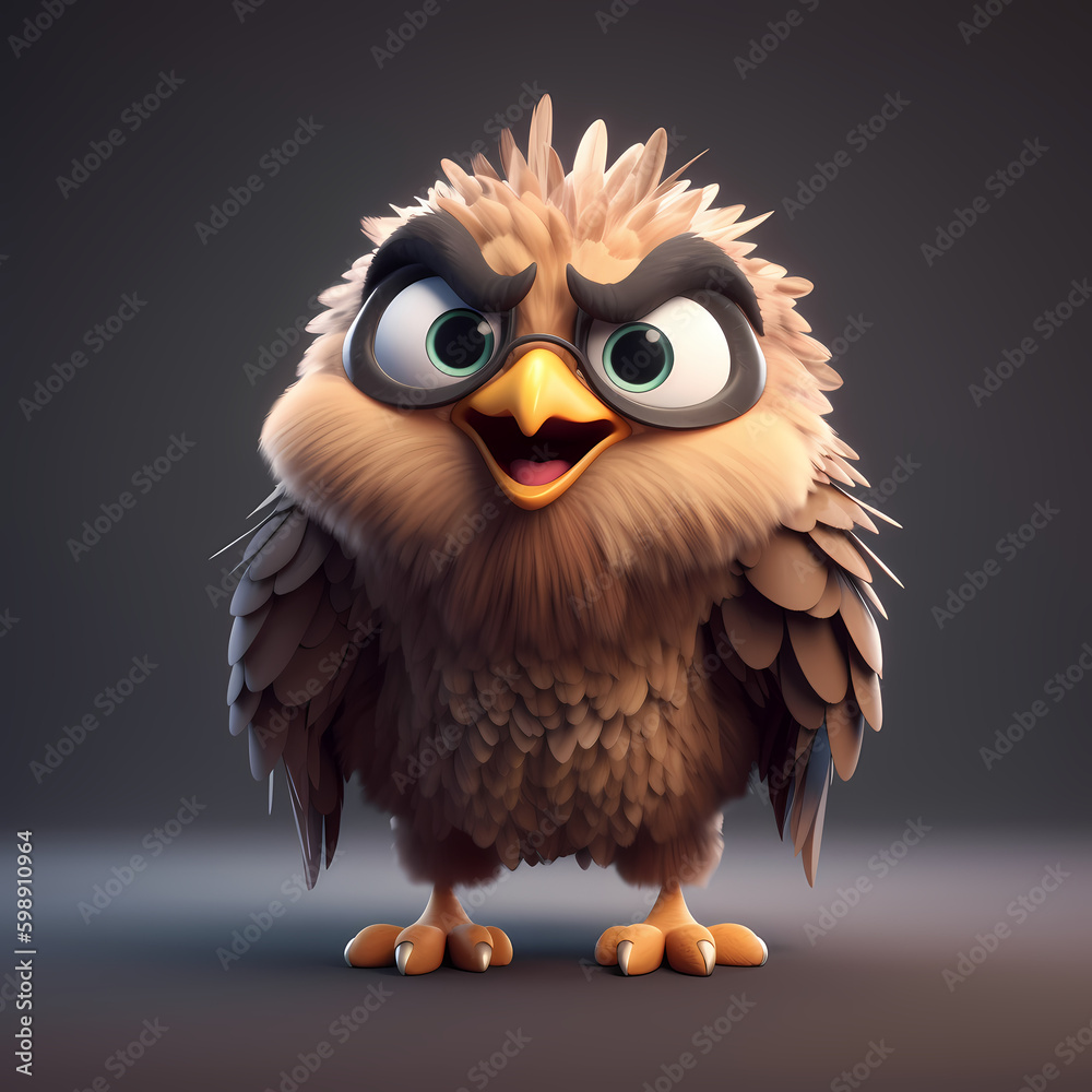 Fototapeta premium 3d Cute Adorable Eagle Cartoon