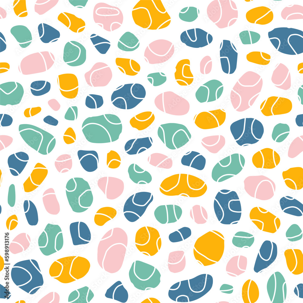 Seamless pattern with colorful pebbles
