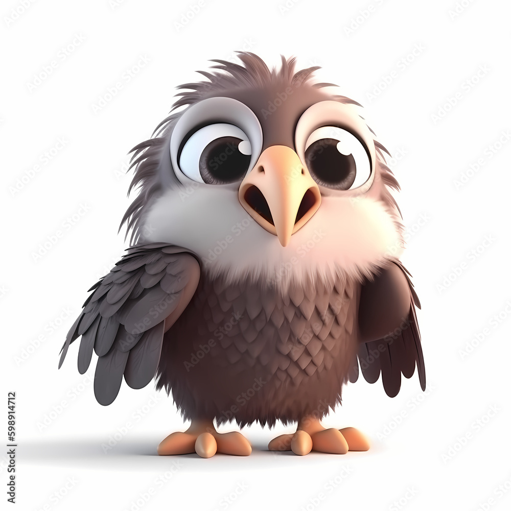Eagle Cartoon 3D. Generative AI Eagle Cartoon 3D. Generative AI