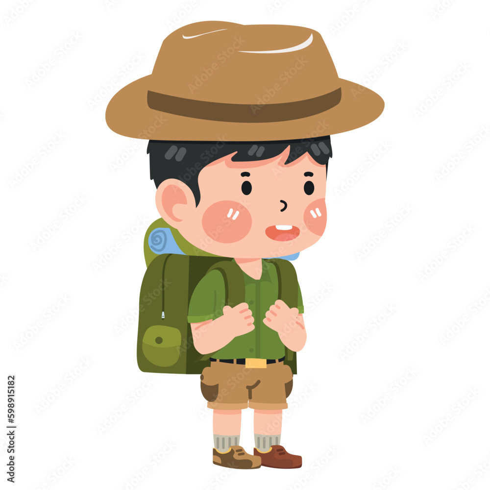 Boy hiker With Backpack cartoon
