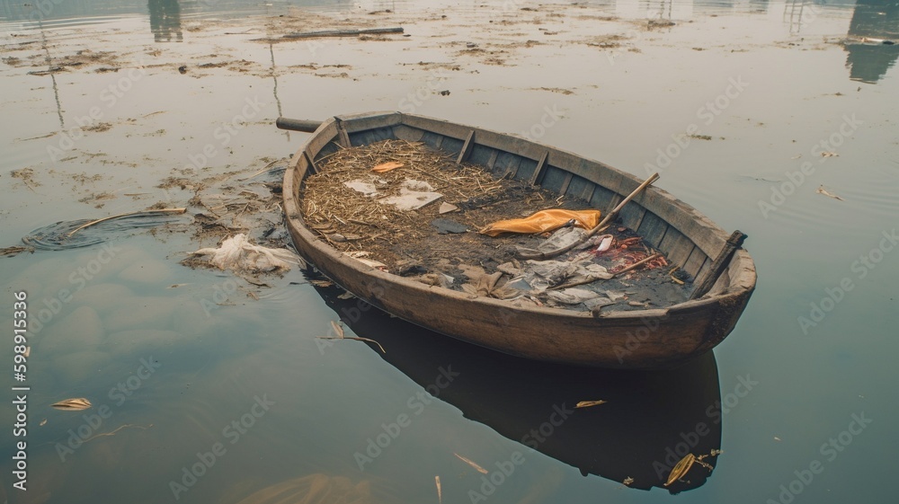Fototapeta premium the issue of human-caused water pollution. GENERATE AI