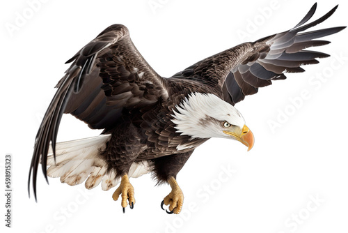 Bald eagle flying isolated on white, transparent background, PNG, generative ai © HappyTime 17