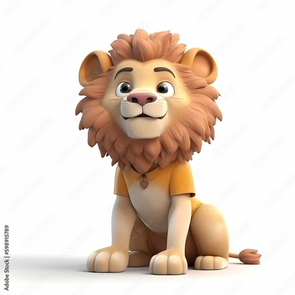 Fototapeta premium Baby Lion 3D. Generative AI