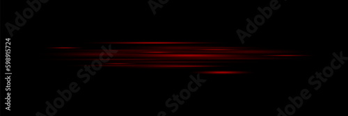Set of lines, laser beams, bright light beams with sparkles and dust on a black background. Vector illustration