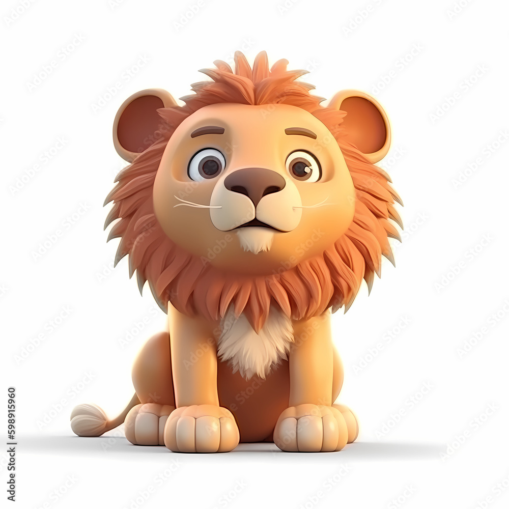 Fototapeta premium Baby Lion 3D. Generative AI