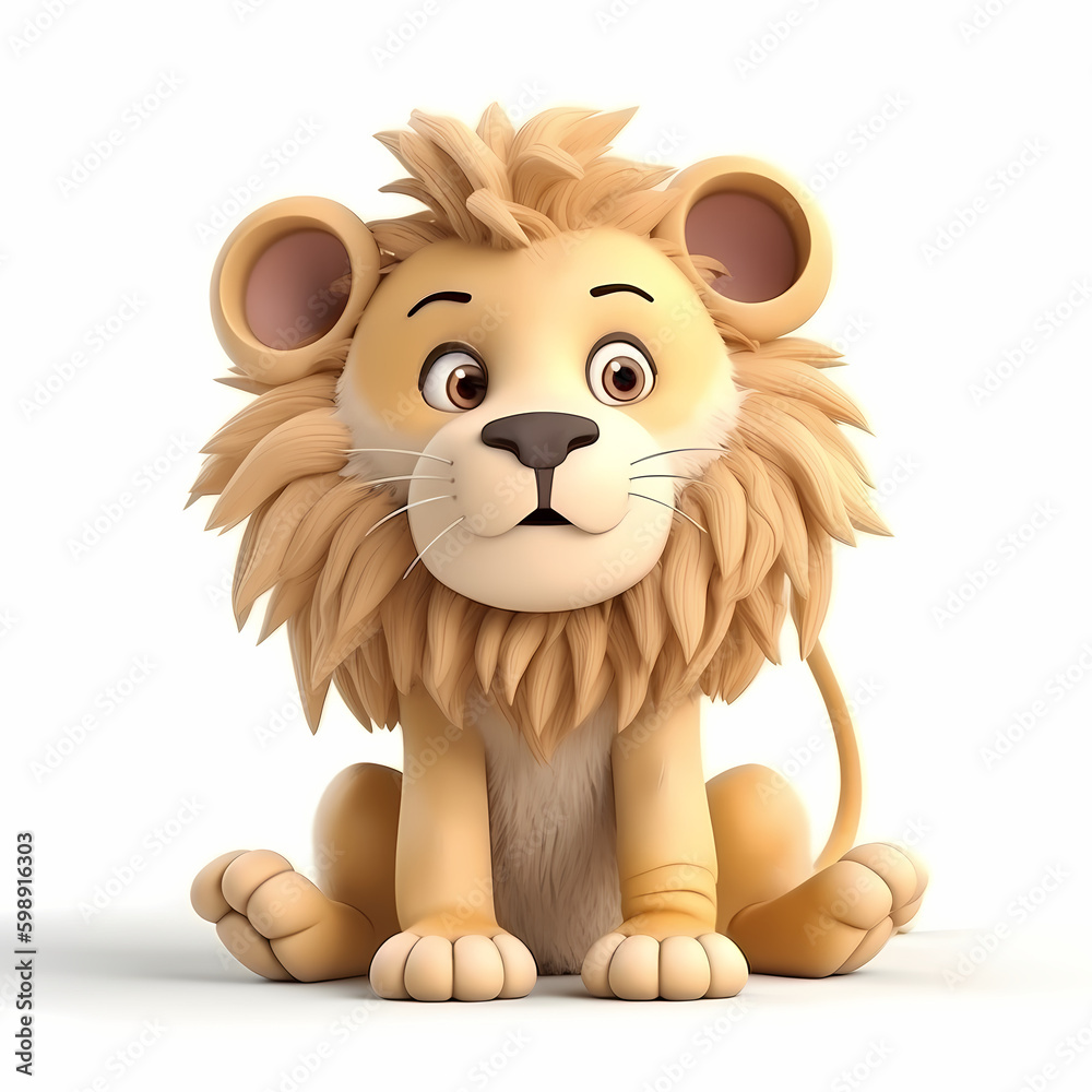 Baby Lion 3D. Generative AI