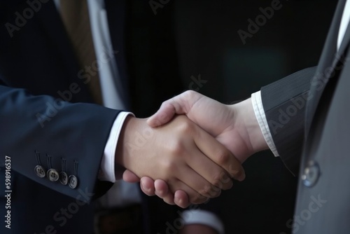 Close up shot of Businessmen in business suits shaking hands, business meeting