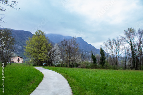 Panoramic shot of a path in the middle of nature near Annone photo