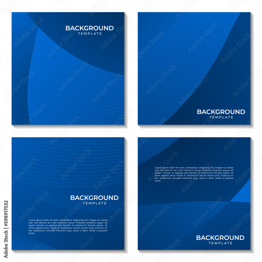 Naklejka premium Set of Squares Dark Blue Gradient Abstract Vector Background for Corporate Use