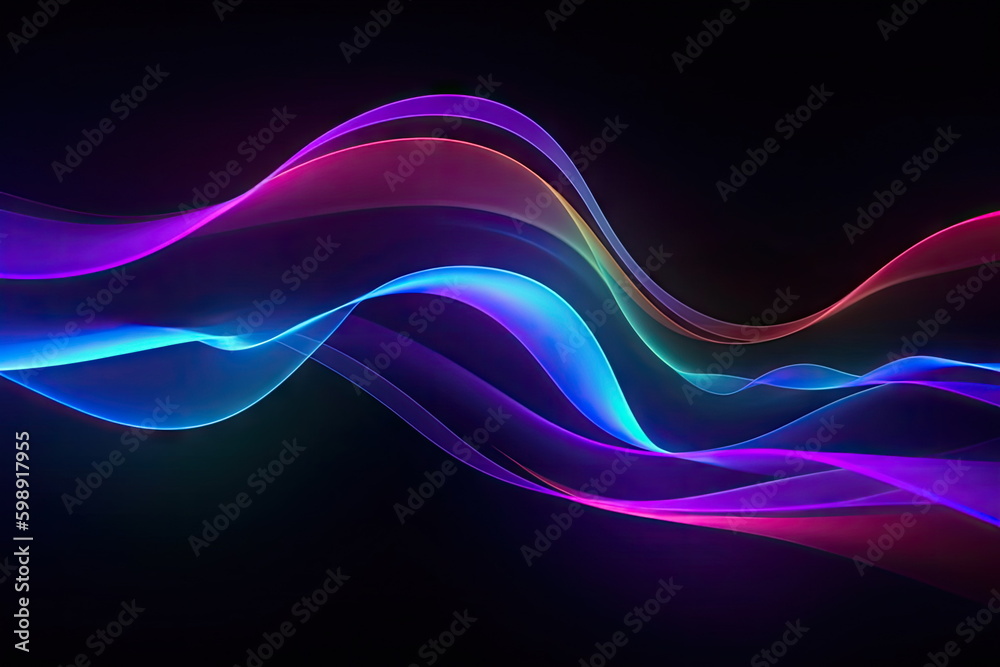 abstract background, colorful neon wavy ribbons, glowing in ultraviolet spectrum light abstract background, colorful neon wavy ribbons, glowing in ultraviolet spectrum light