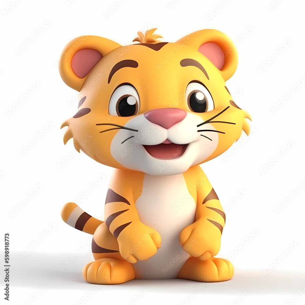 Baby Tiger 3D. Generative AI