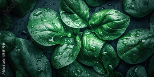 AI Generated. AI Generative. Photo realistic set bundle of green eco healthy spinach herbs. Can be used like pattern background or graphic decoration. Graphic Art
