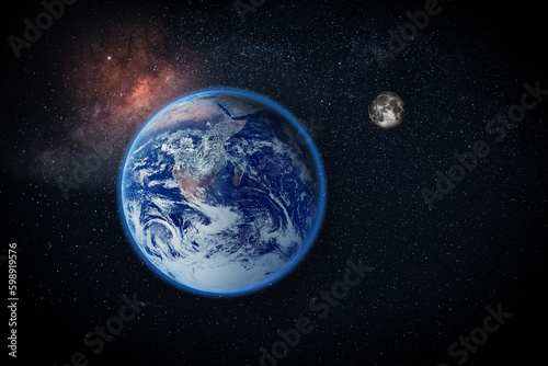 Fototapeta Naklejka Na Ścianę i Meble -  Space and planet Earth. Sphere of planet Earth and cloud, People's life. Solar system element. Elements of this image furnished by NASA